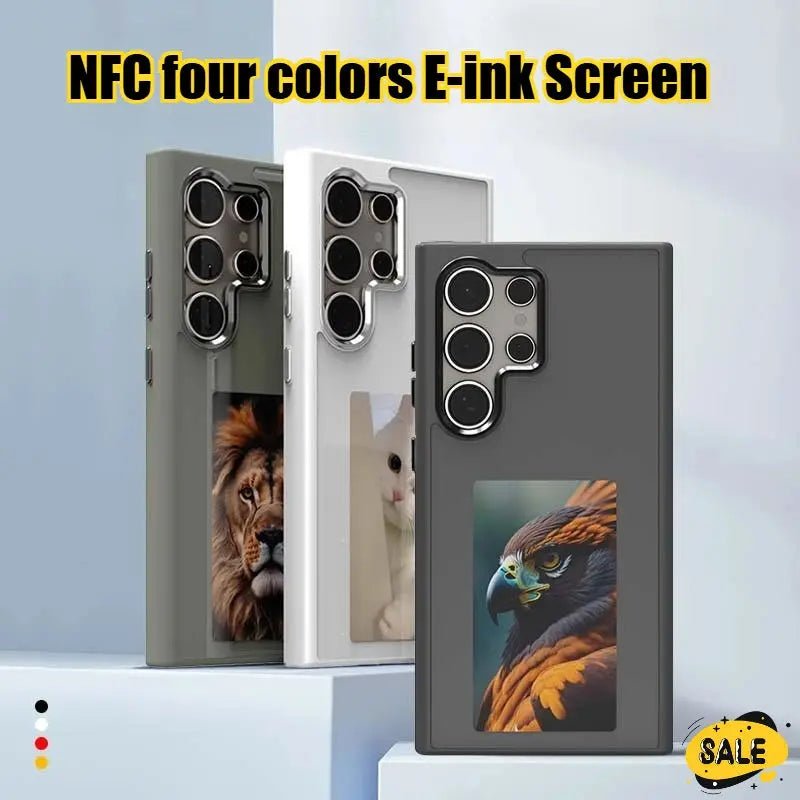 E Ink NFC phone case for Samsung Galaxy S24 S23 Ultra with bistable E Ink display and TPU shockproof shell