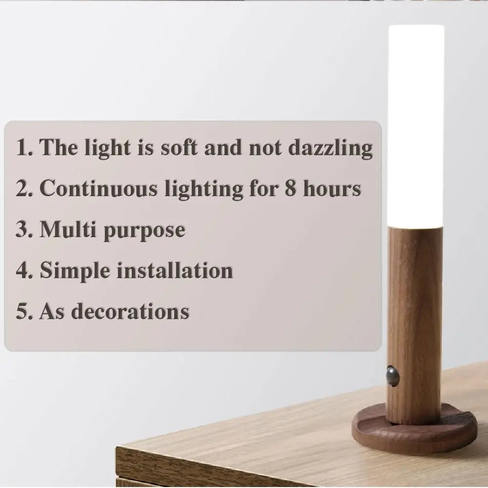 Auto LED USB Magnetic Wood Wireless Night Light Corridors Porch Lights - ShopTapEink.com